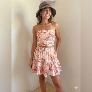 Abercrombie & Fitch Floral Strapless Cream and Peach Two-Piece Set